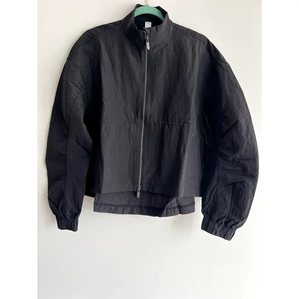 Lululemon Black Crinkle Nylon Cinchable Jacket Ruched Outdoor Drama NEW (size S) - Picture 9 of 14